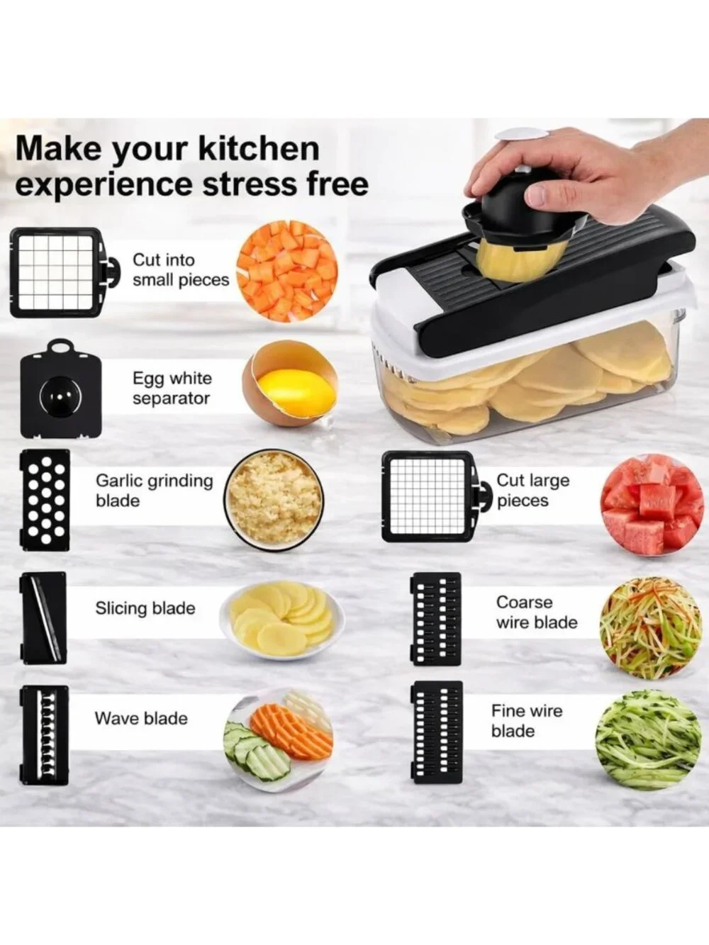 Multifunctional 12-in-1 Vegetable Chopper & Slicer with Container, BPA-Free